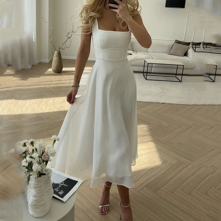 Alice | Women's Wedding Guest Elegant Square Midi Dress