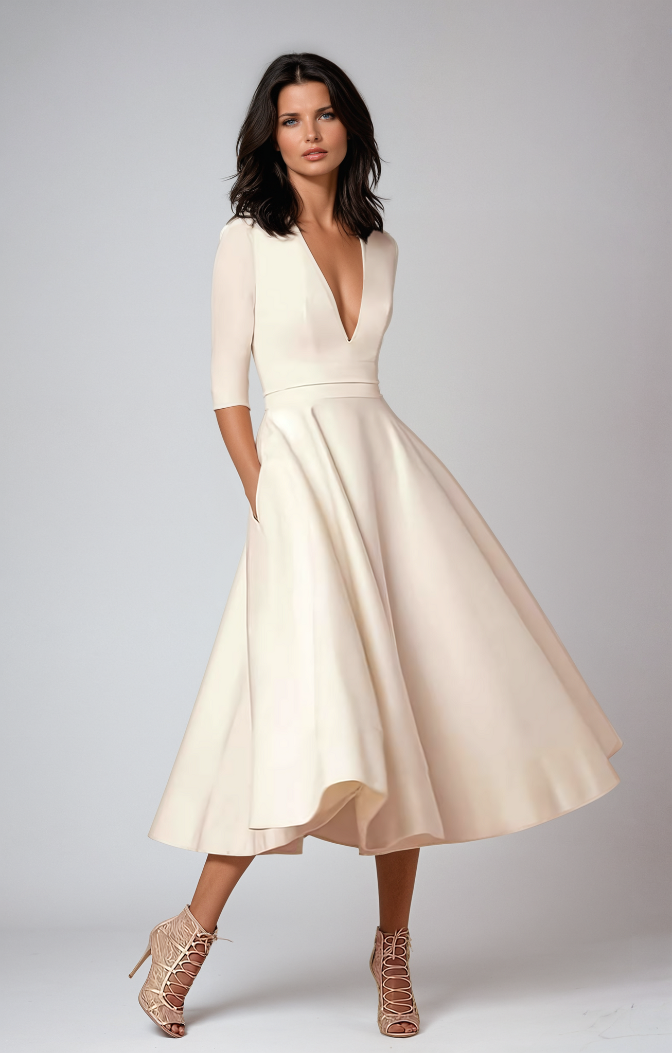 Alice | Women's Wedding Guest Elegant Flared Midi Dress