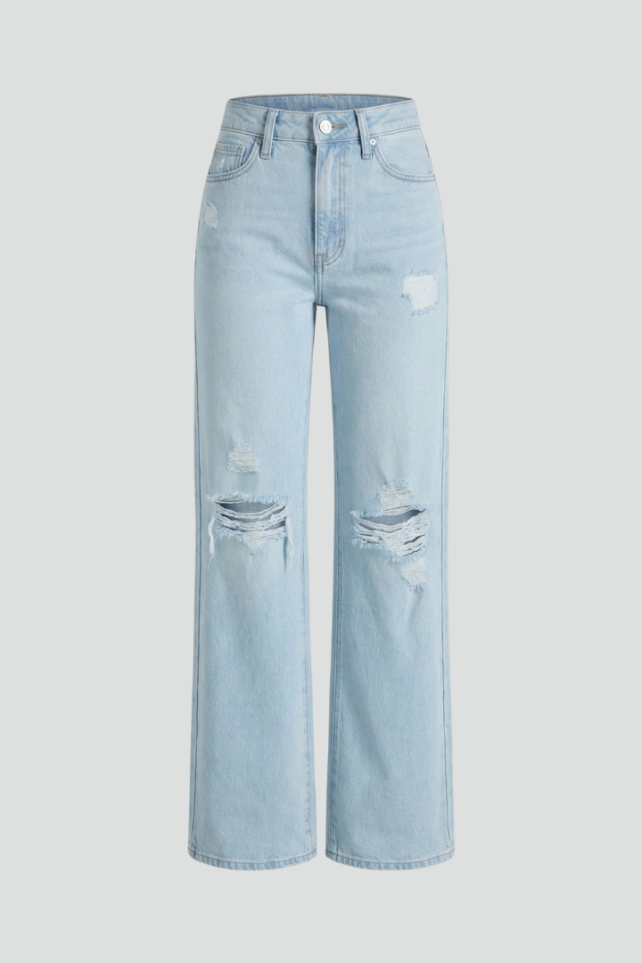 Alice | Women’s Wide-Leg Distressed High-Waist Jeans