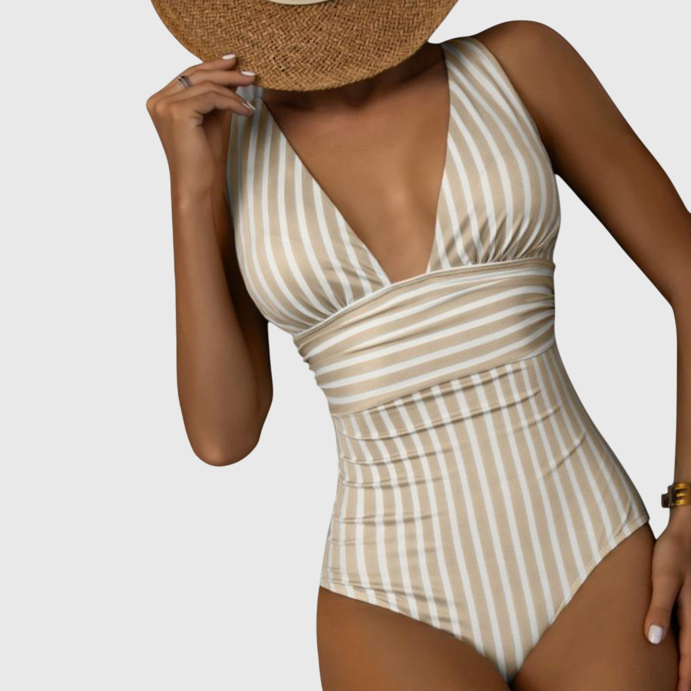 Alice | Women’s Striped V-Neck One-Piece Swimsuit
