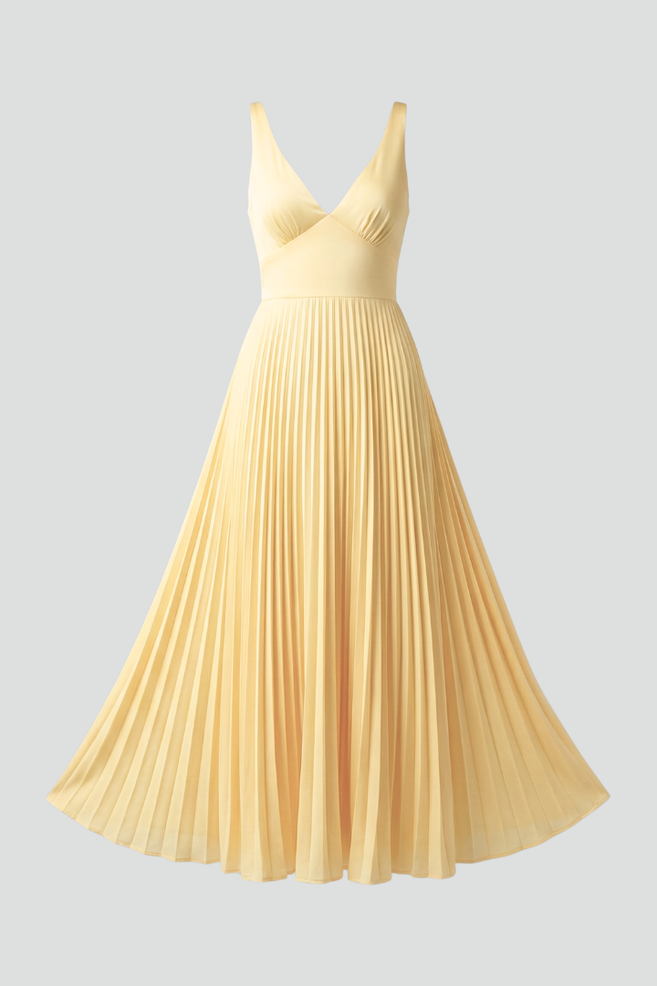 Alice | Women’s V-Neck Pleated Skirt Maxi Dress