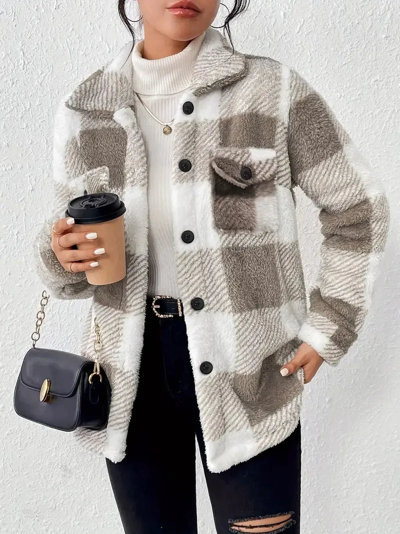 Alice | Stylish Plaid Fleece Jacket