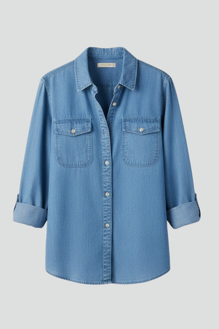 Alice | Women’s Classic Button-Front Denim Shirt with Long Sleeves