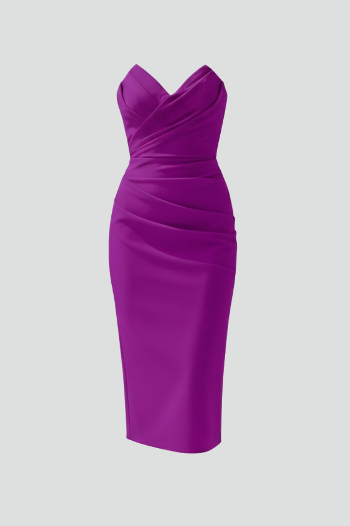 Alice | Women’s Strapless Ruched Skirt Midi Dress