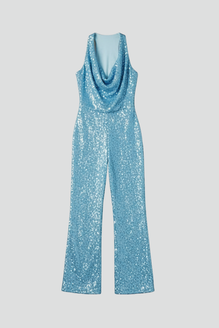 Alice | Women’s Halter Neck Textured Wide-Leg Jumpsuit