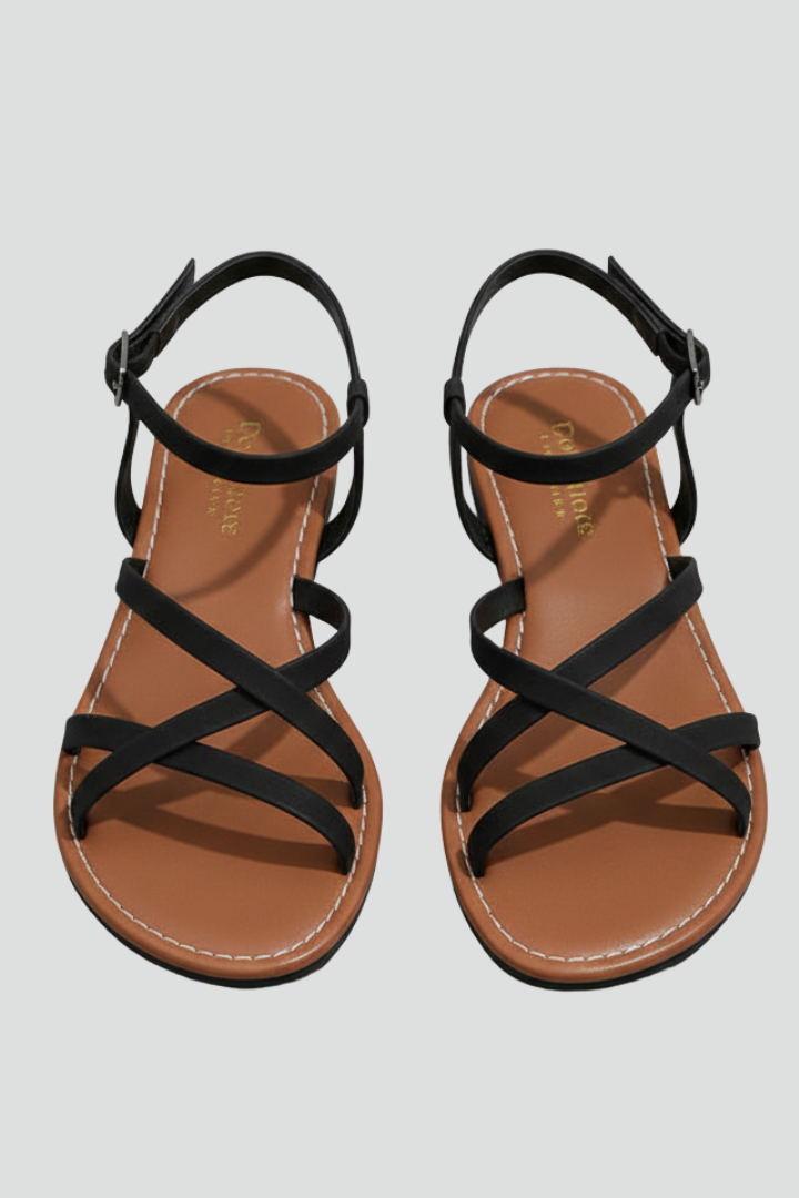 Alice | Women’s Strappy Flat Sandals with Ankle Strap and Open Toe