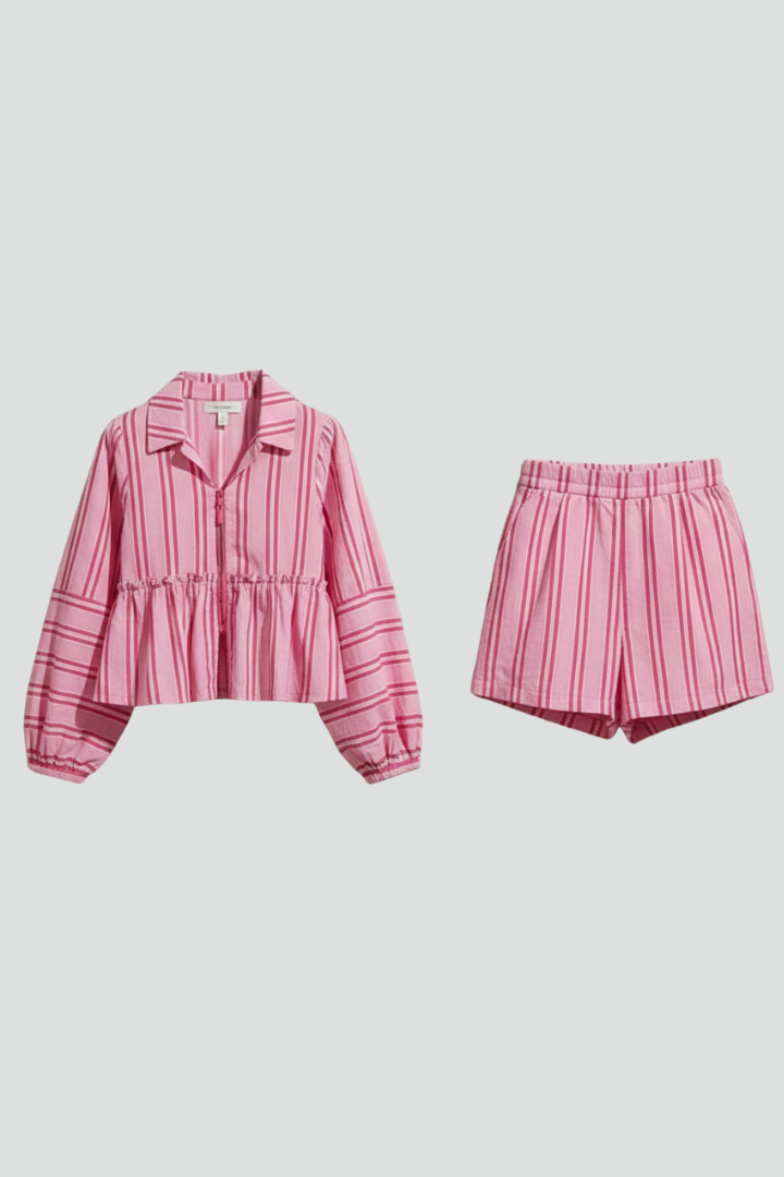 Alice | Women’s Striped Long Sleeve Shorts Set