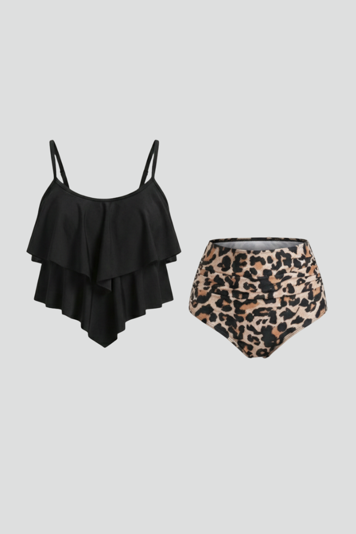 Alice | Women’s Ruffle Top Tankini Set with High Waist Bottom