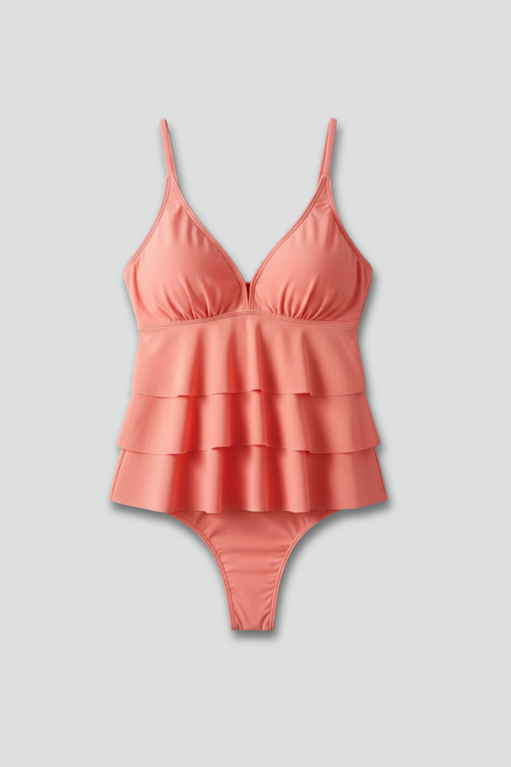 Alice | Women’s V-Neck Tiered Ruffle Tankini Set