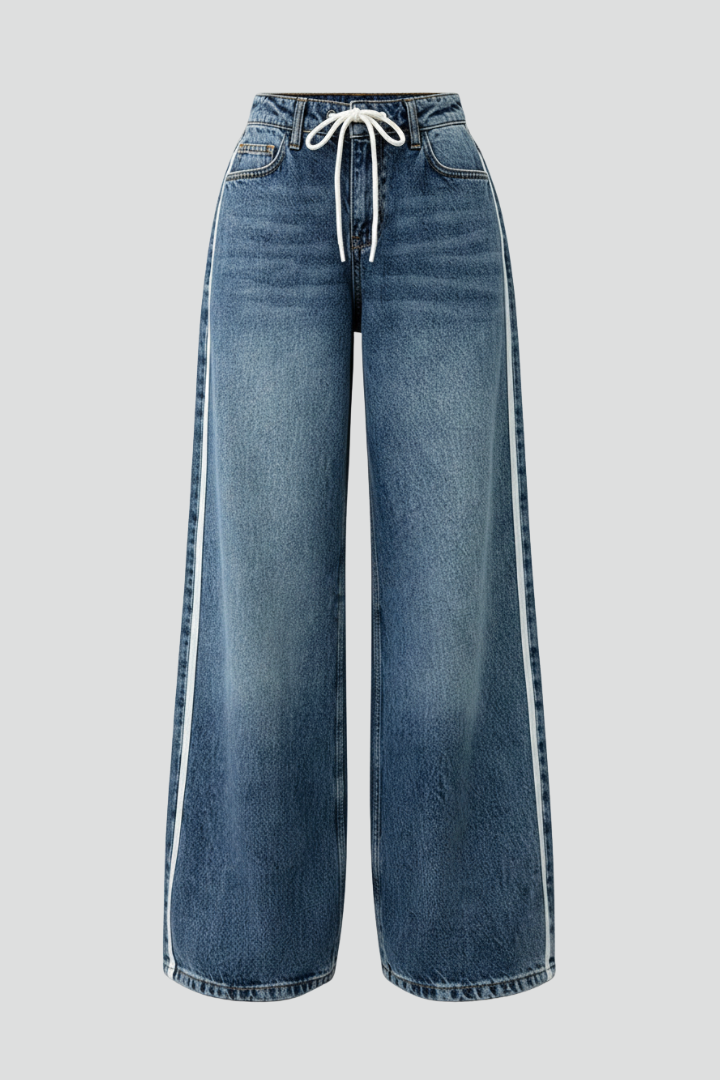Alice | Women’s Relaxed Wide-Leg Denim Jeans with Drawstring Detail