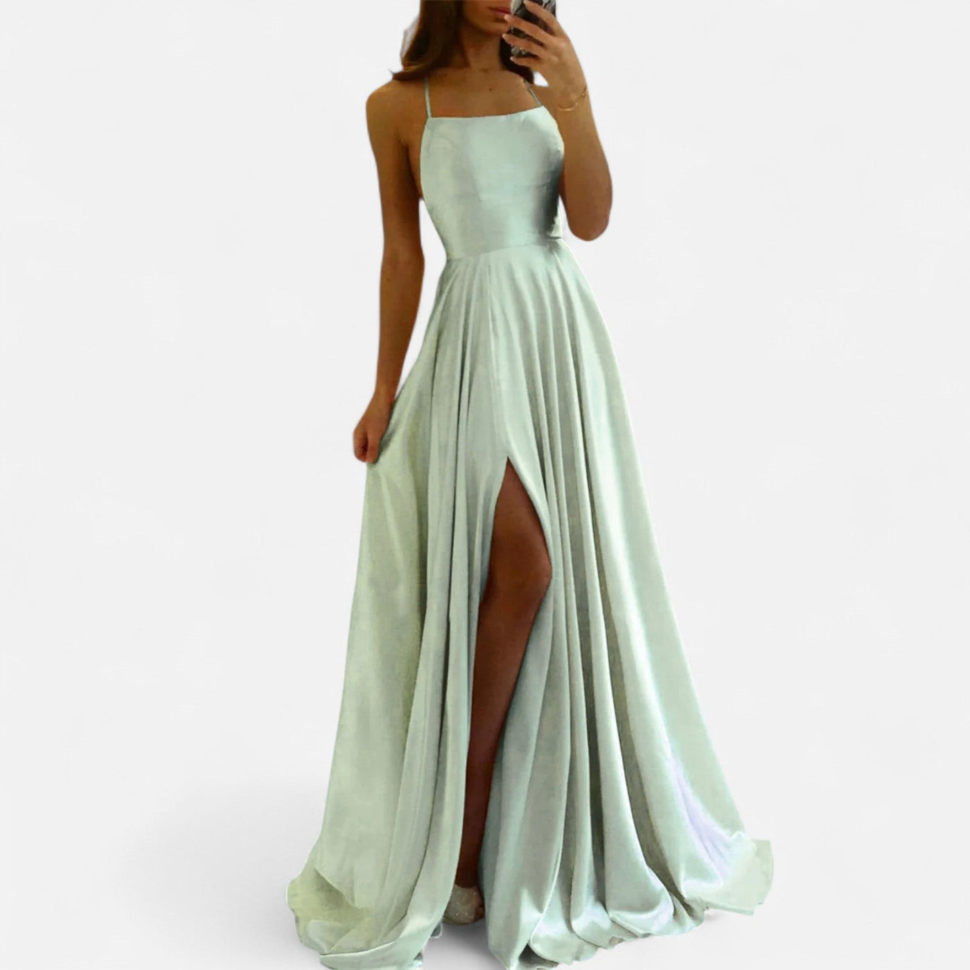Alice | Women’s Modern Fit Satin Slit Maxi Dress