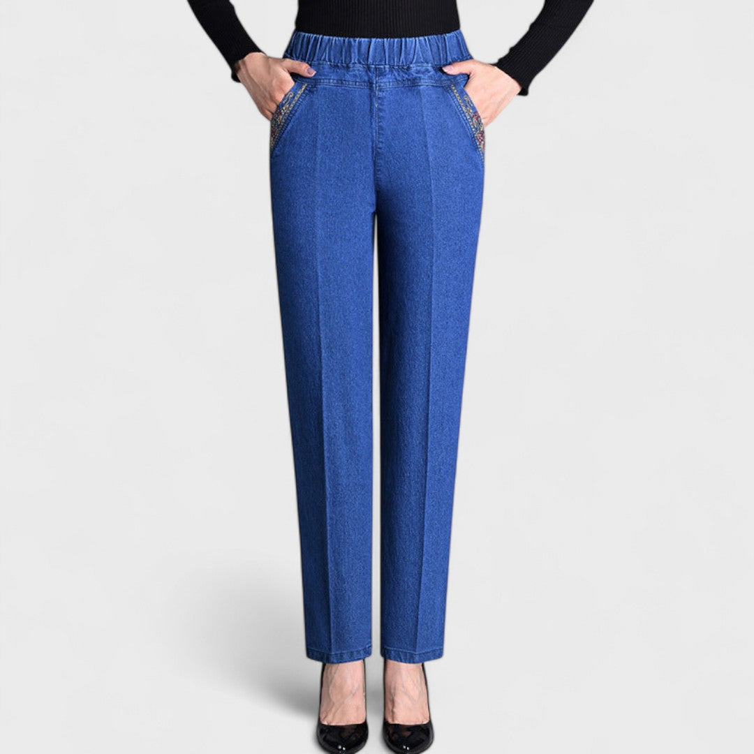 Alice | Women’s Comfortable Stretch Jeans with Side Pockets and Elastic Waist