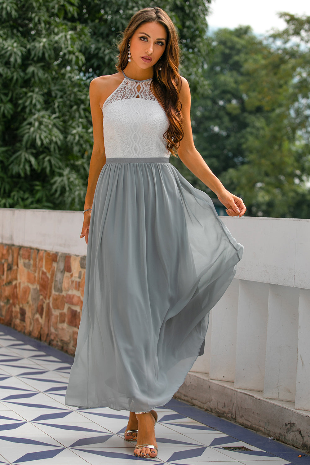 Alice | Women's Wedding Guest Halter Maxi Dress