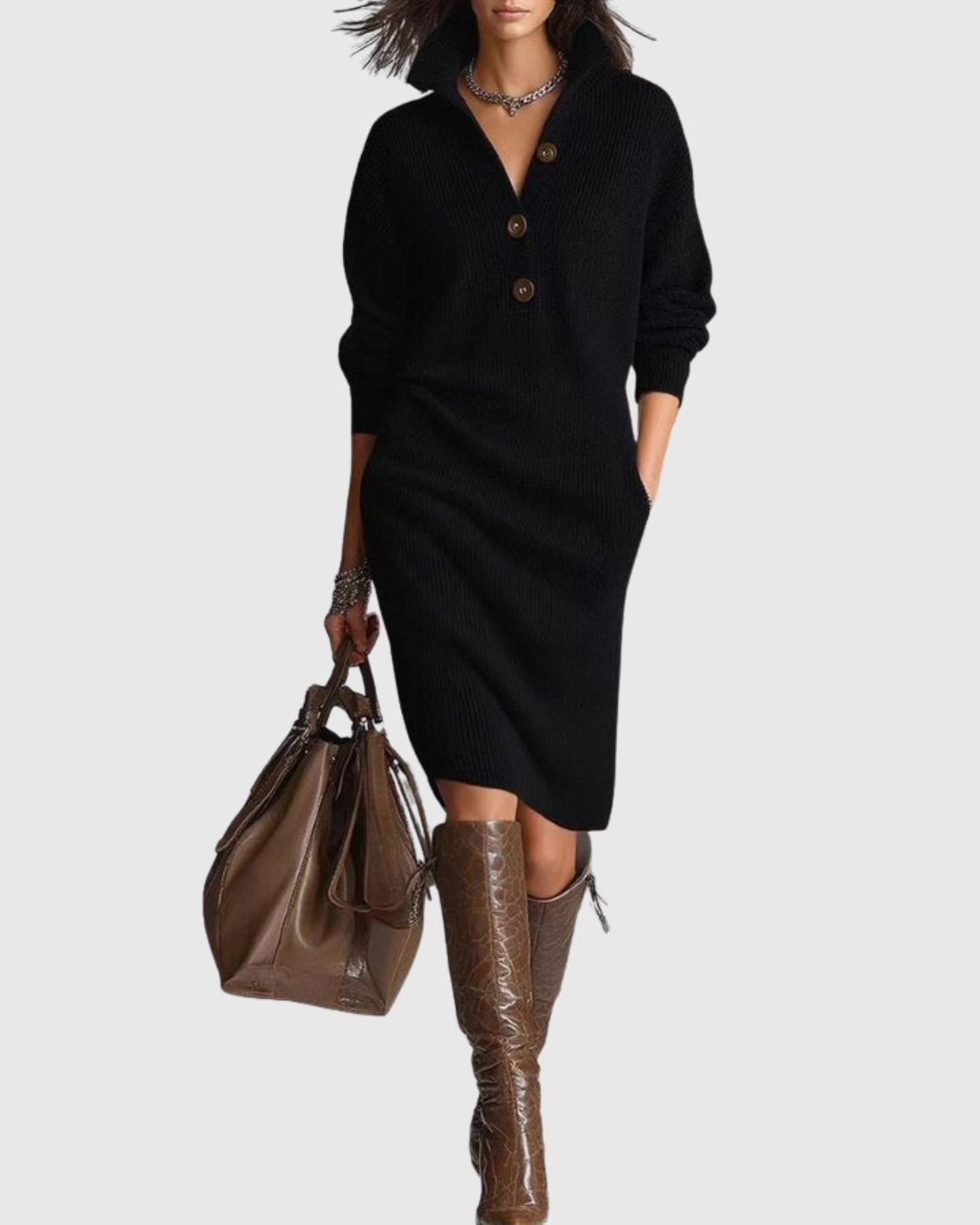 Alice | Pure Wool Winter Knit Midi Dress