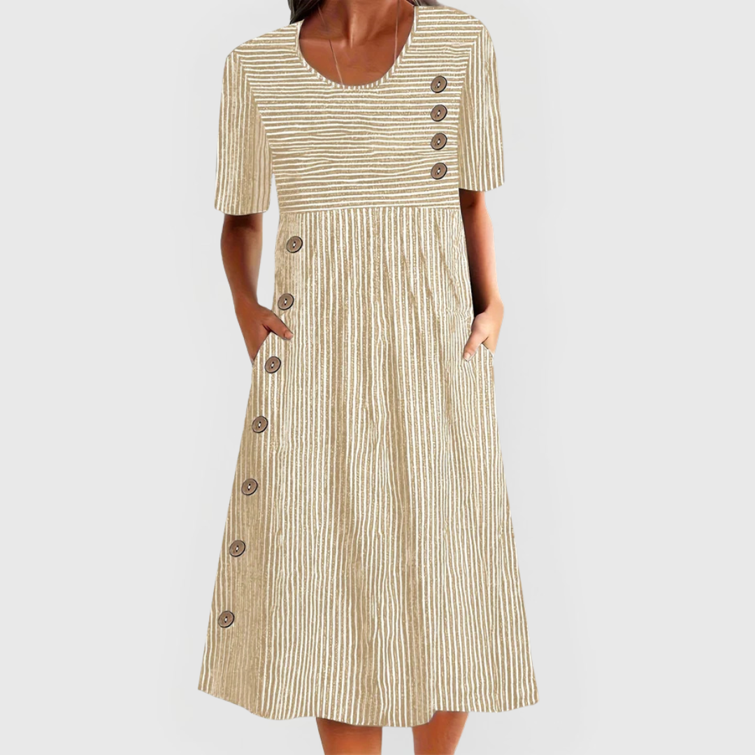 Honora | Striped Midi Dress
