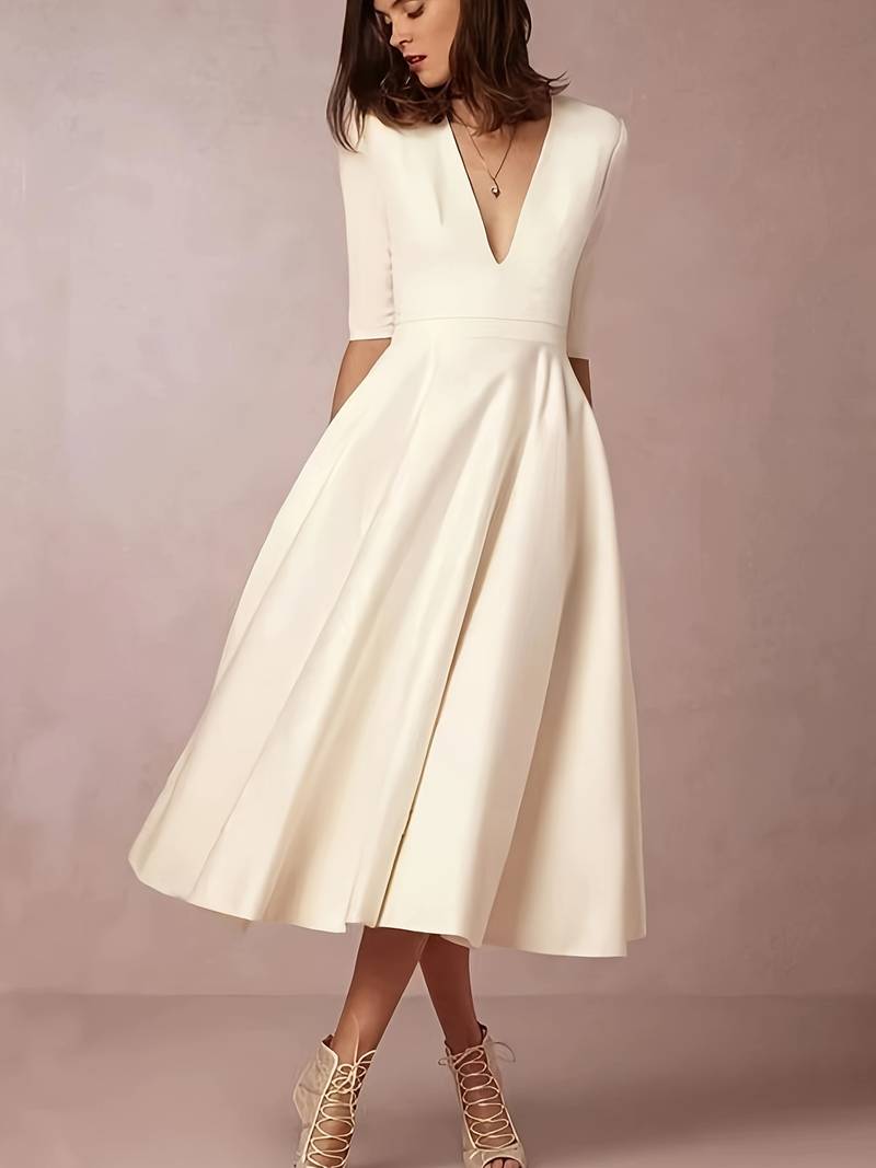 Evelyn | Women's Wedding Guest Elegant Flared Midi Dress