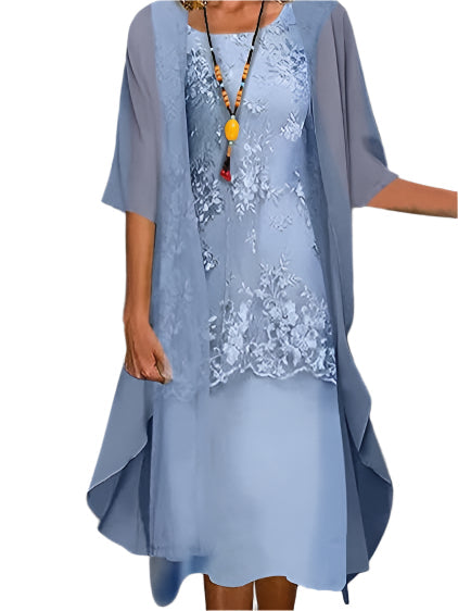 Alice | Women's Wedding Guest Dress with Flowing Sheer Sleeves Midi Dress