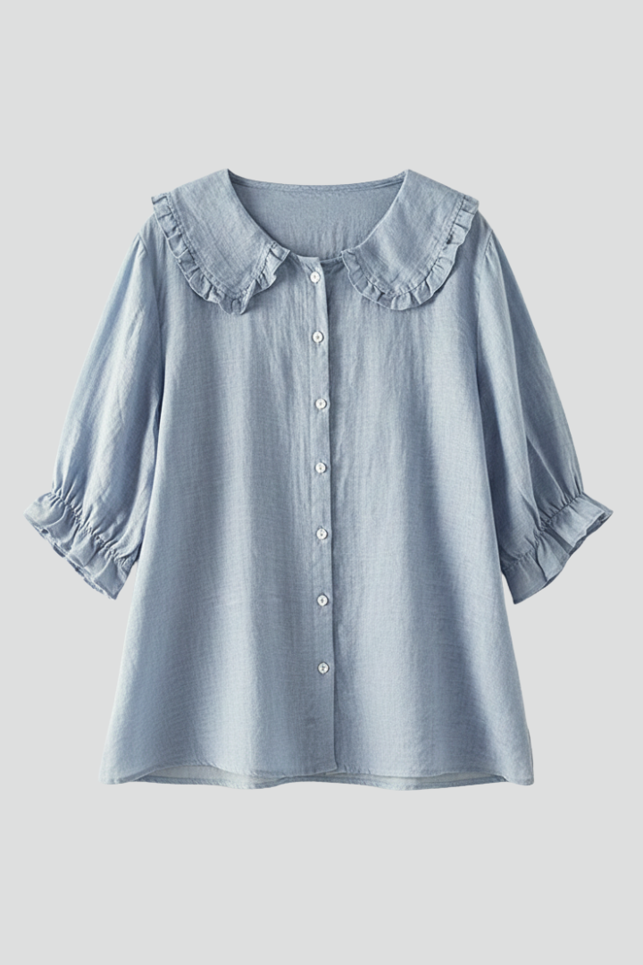 Alice | Women’s Casual Shirt with Ruffled Collar and Buttons