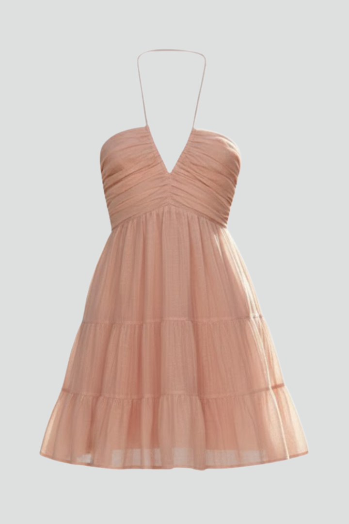 Alice | Women’s Halter Mini Dress with Tiered Skirt