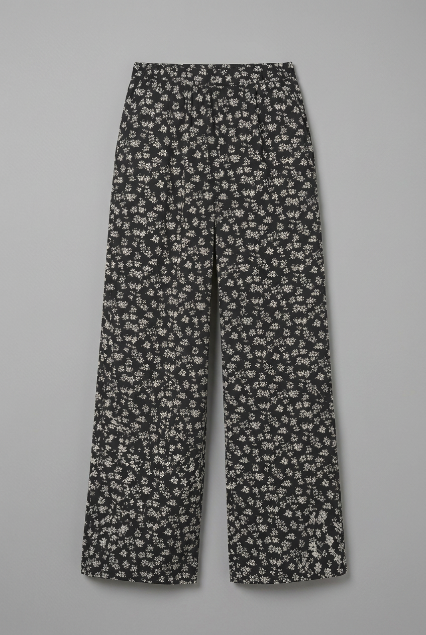 Elara | Women’s High-Waisted Wide-Leg Trousers with Ditsy Floral Print