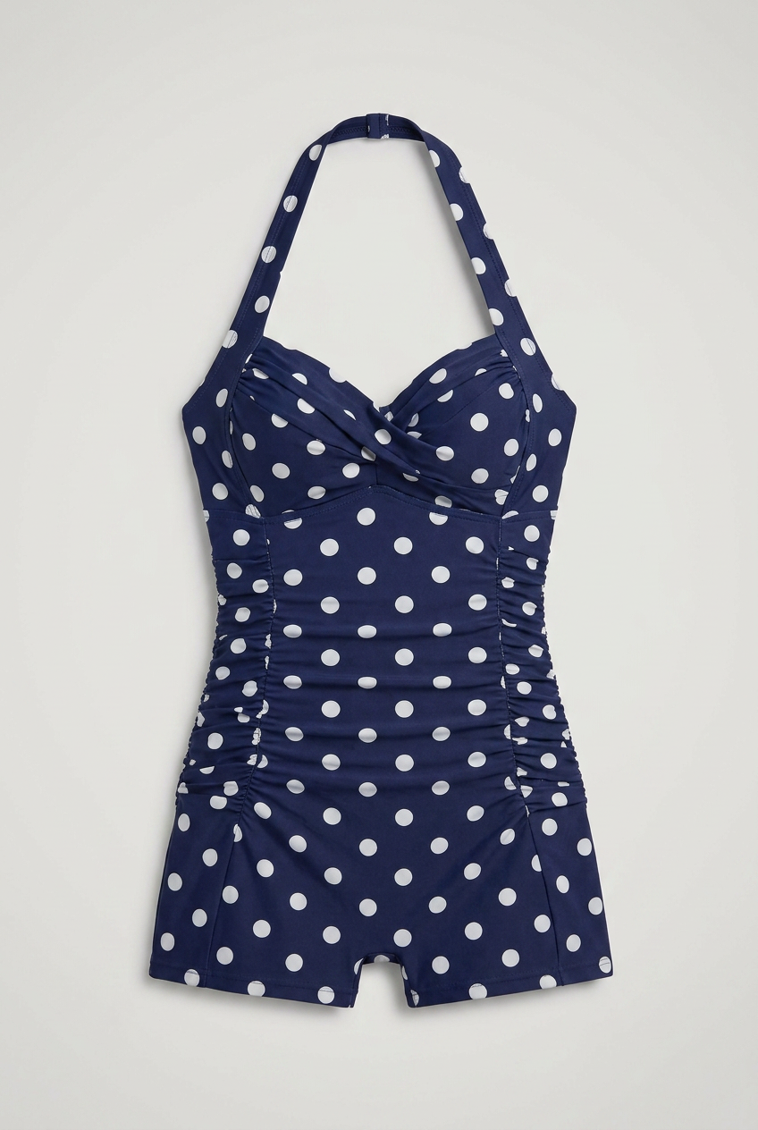 Alice | Women’s Polka Dot Halter Swim Romper with Shorts