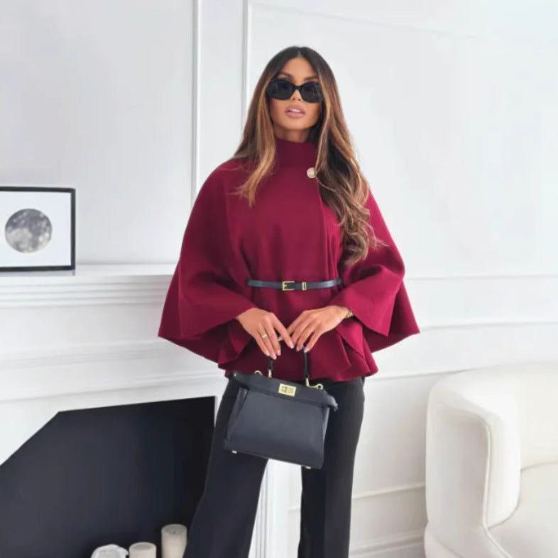 Alice | Hattie - Cozy High Neck Buttoned Cape