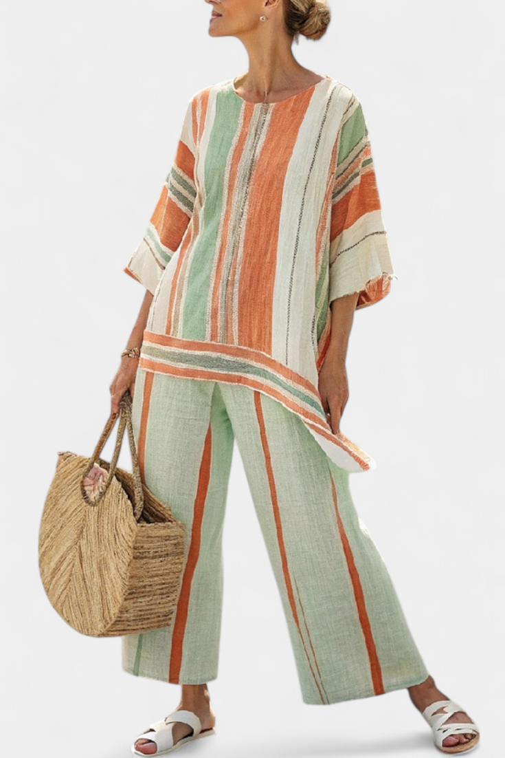 Alice | Elegant Asymmetrical Top & Wide-Leg Trousers