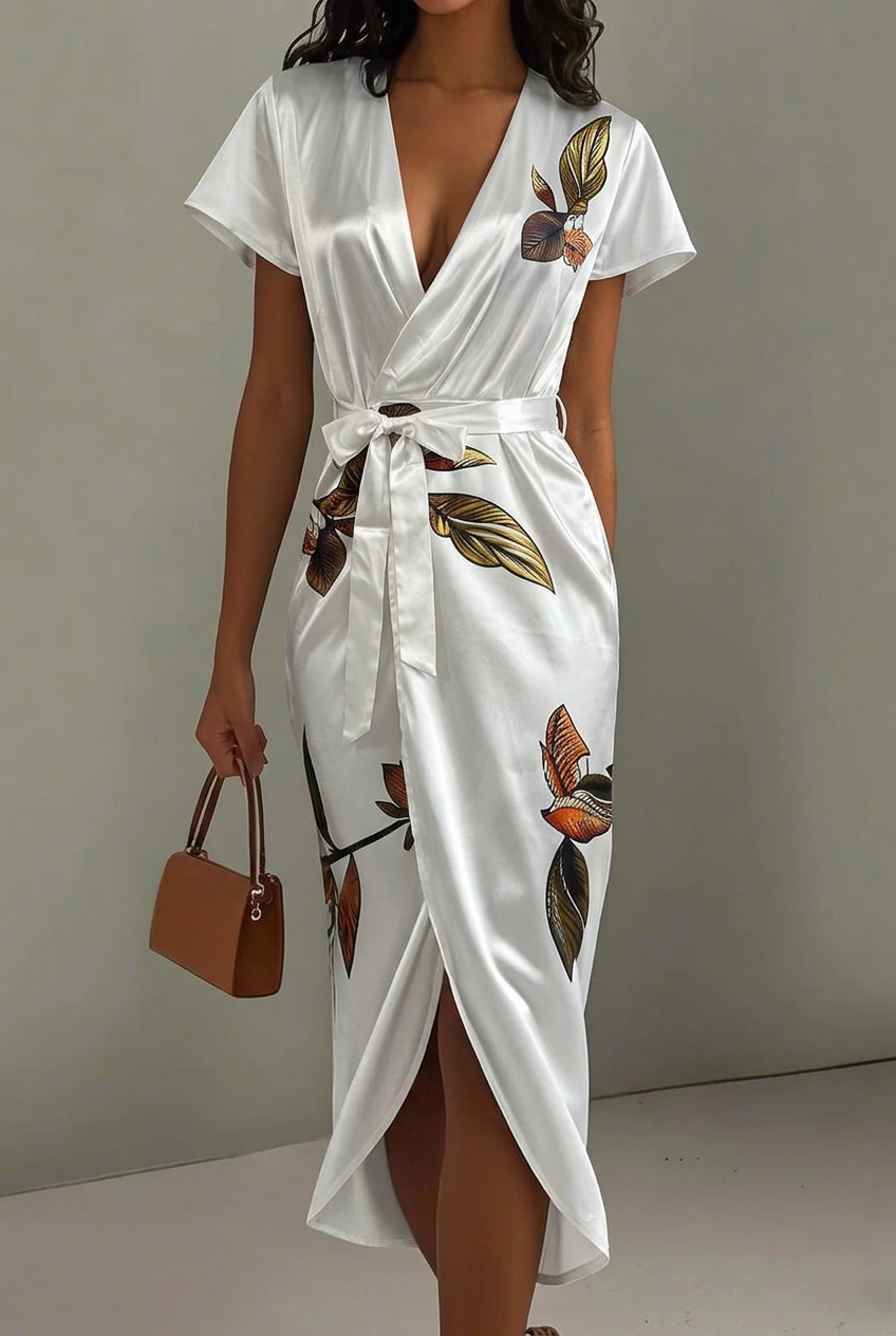 Alice | Midi Wrap Dress V-Neck Floral Print