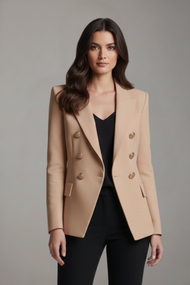 Juno | Women’s Double-Breasted Blazer with Gold-Tone Button Details