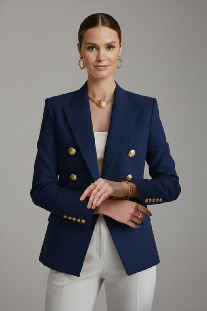 Juno | Women’s Double-Breasted Blazer with Gold-Tone Button Details