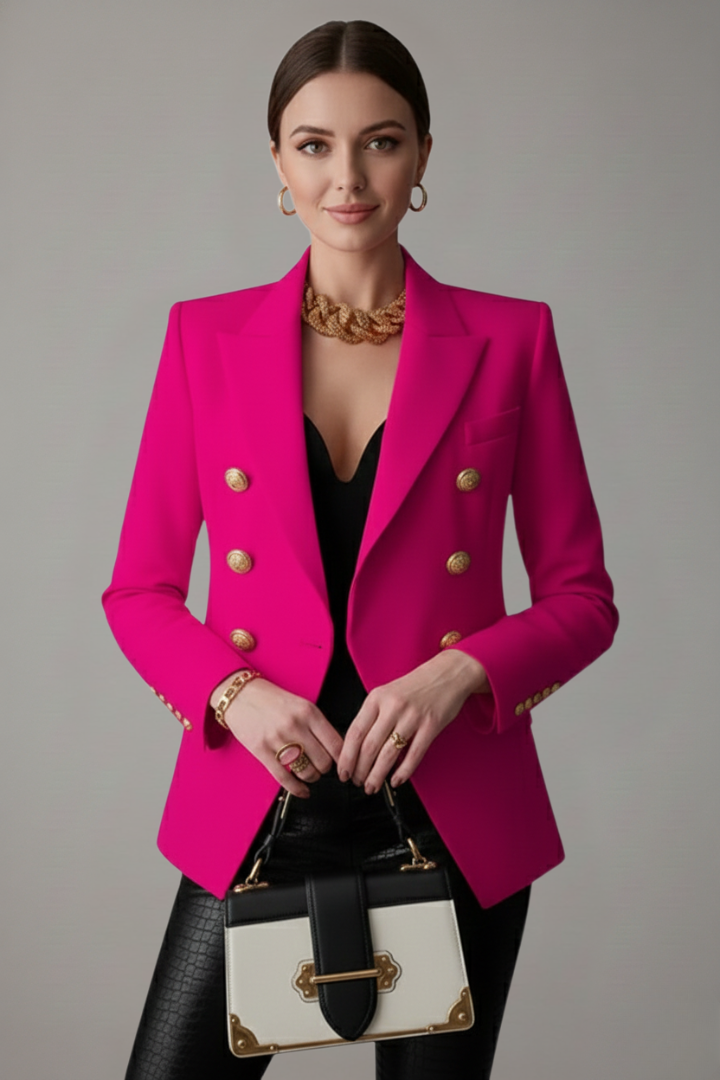 Juno | Women’s Double-Breasted Blazer with Gold-Tone Button Details