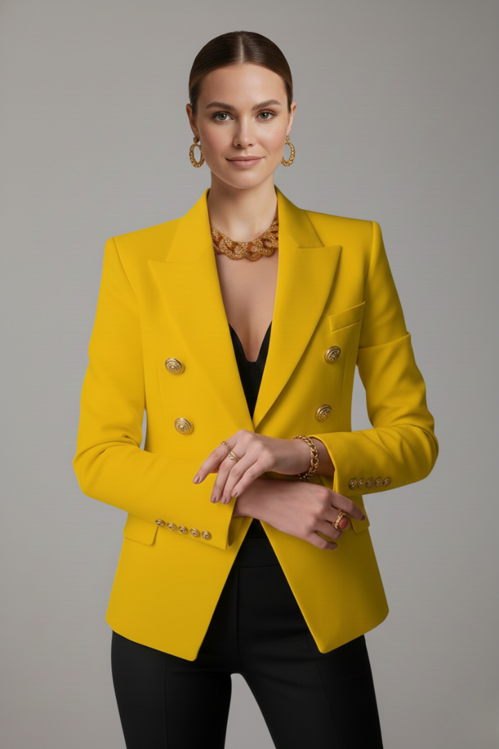 Juno | Women’s Double-Breasted Blazer with Gold-Tone Button Details