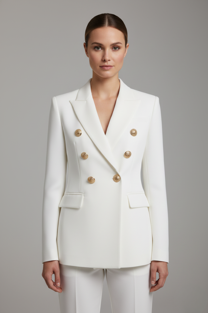 Juno | Women’s Double-Breasted Blazer with Gold-Tone Button Details