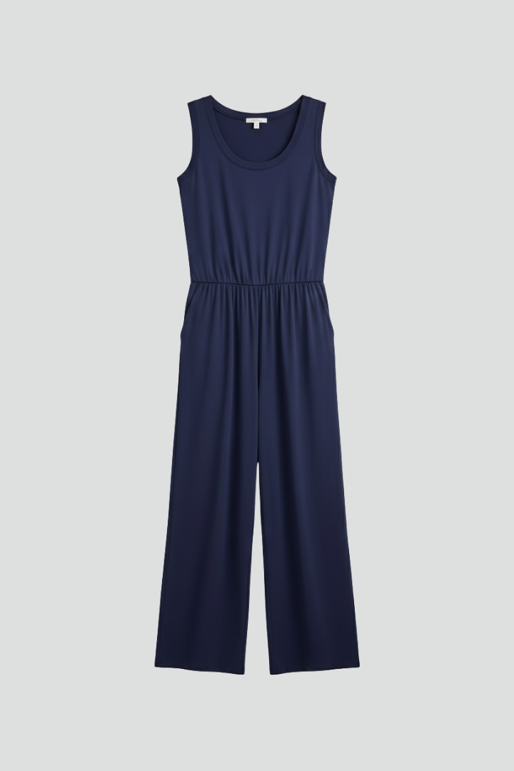 Alice | Women’s Round-Neck Elastic-Waist Wide-Leg Jumpsuit