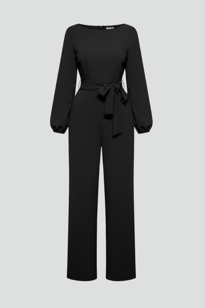 Alice | Women’s Round-Neck Tie-Waist Classic Jumpsuit