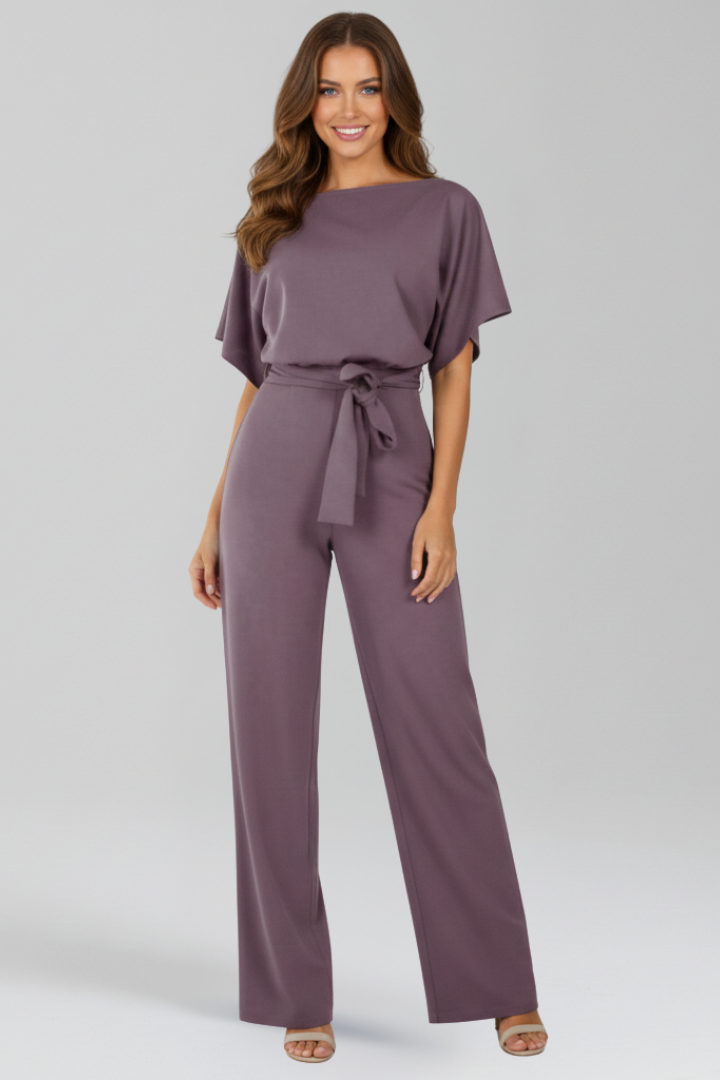Rowena | Women’s Tie-Belt Wide-Leg Classic Jumpsuit