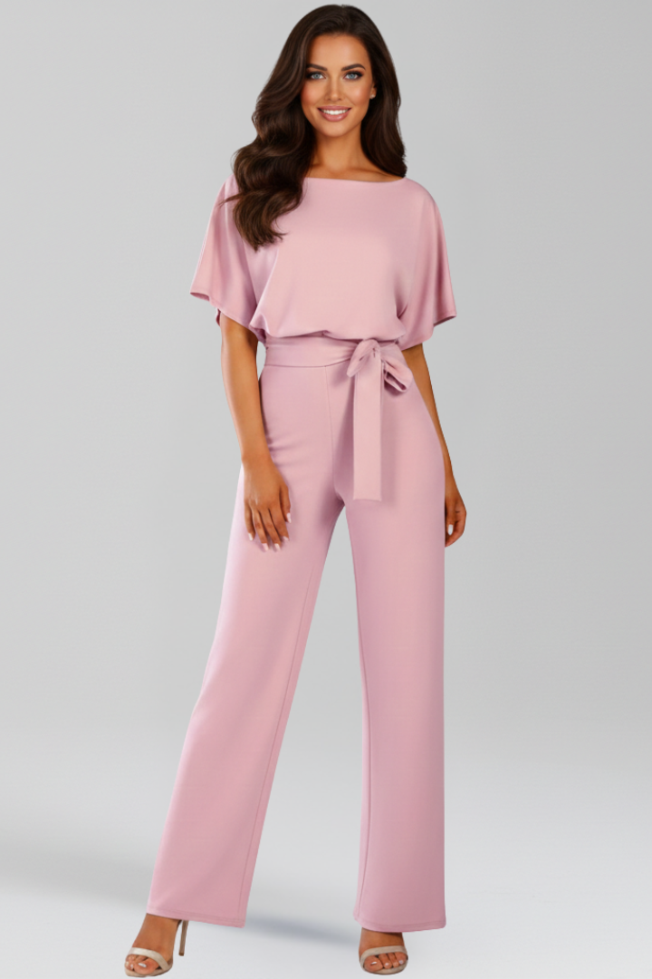 Rowena | Women’s Tie-Belt Wide-Leg Classic Jumpsuit