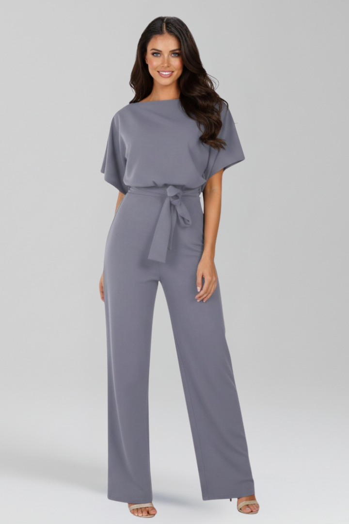 Rowena | Women’s Tie-Belt Wide-Leg Classic Jumpsuit