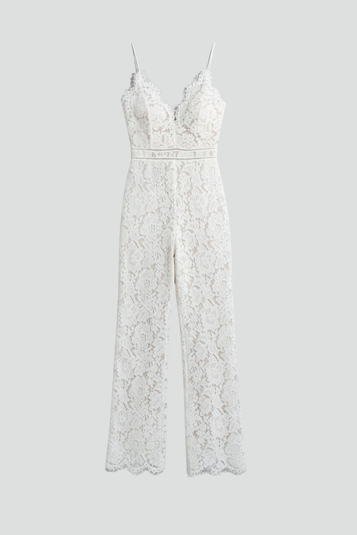 Alice | Women’s Sleeveless Lace V-Neck Wide-Leg Jumpsuit