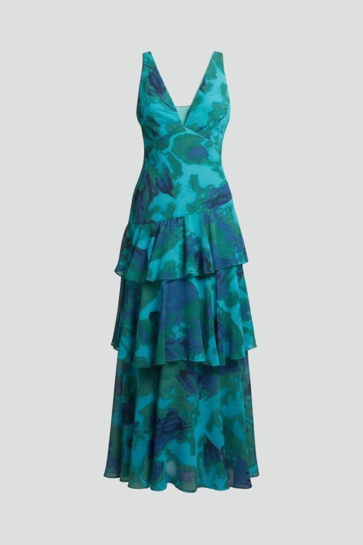Alice | Women’s V-Neck Tiered Skirt Maxi Dress