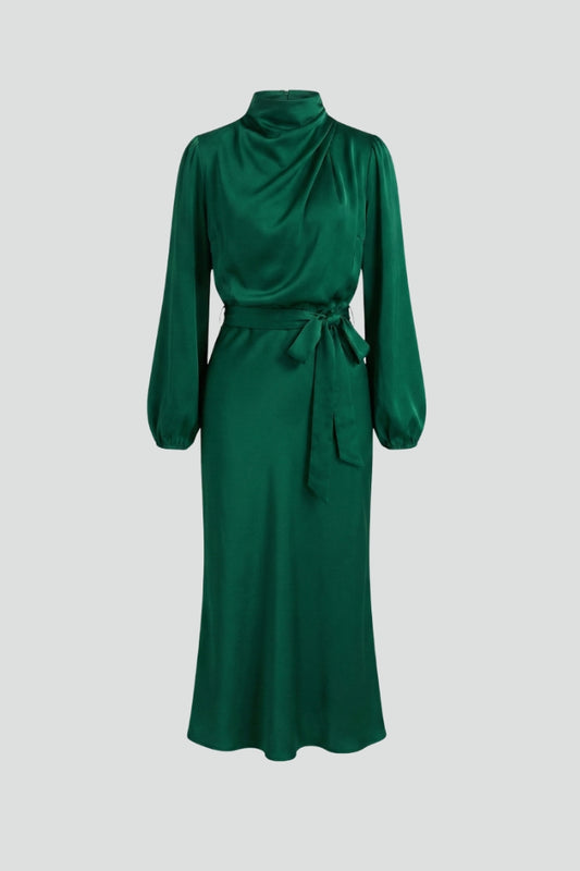 Alice | Women’s High Neck Long Sleeve Midi Dress
