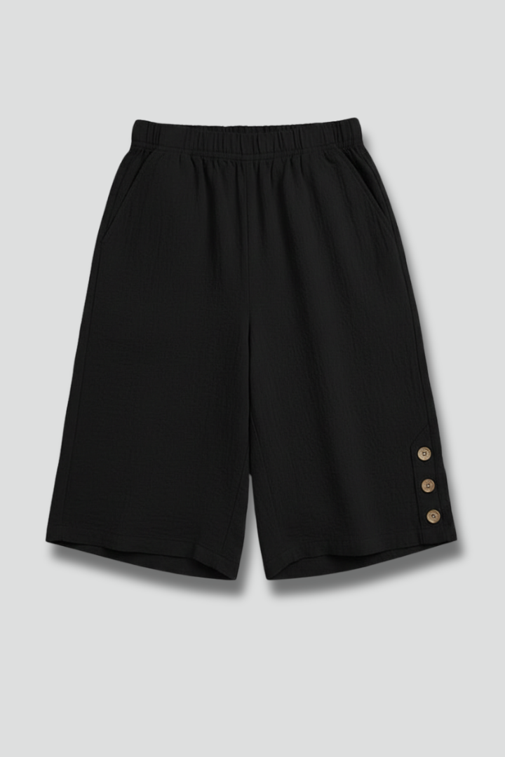 Alice | Women’s Elastic Waist Wide Leg Button Shorts