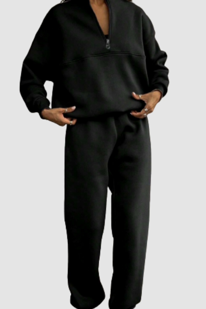 Alice | Women's Jumper and Trousers Set with Zip-Up Collar and Relaxed Fit
