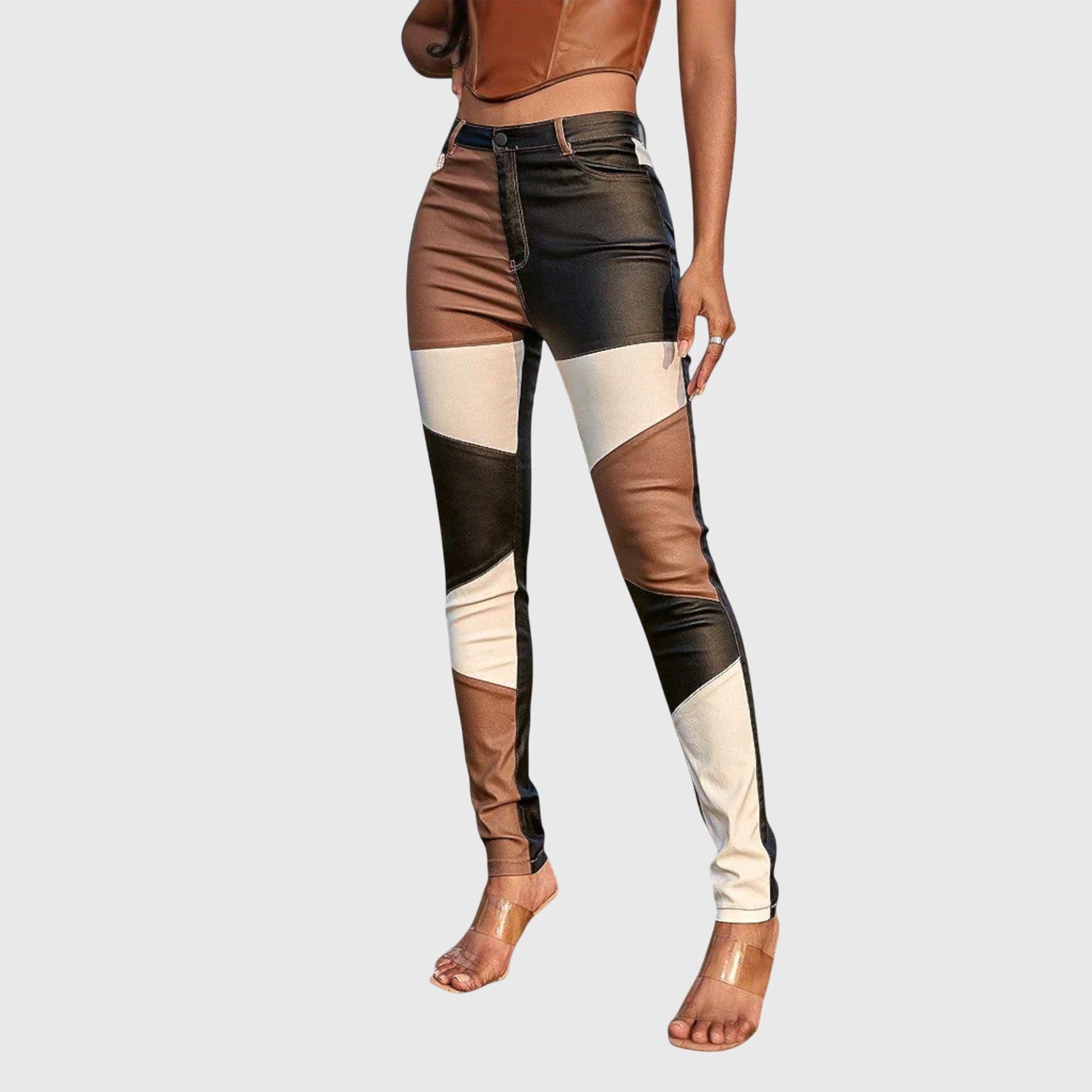Calliope - Tube Pants With Colour Block Pattern