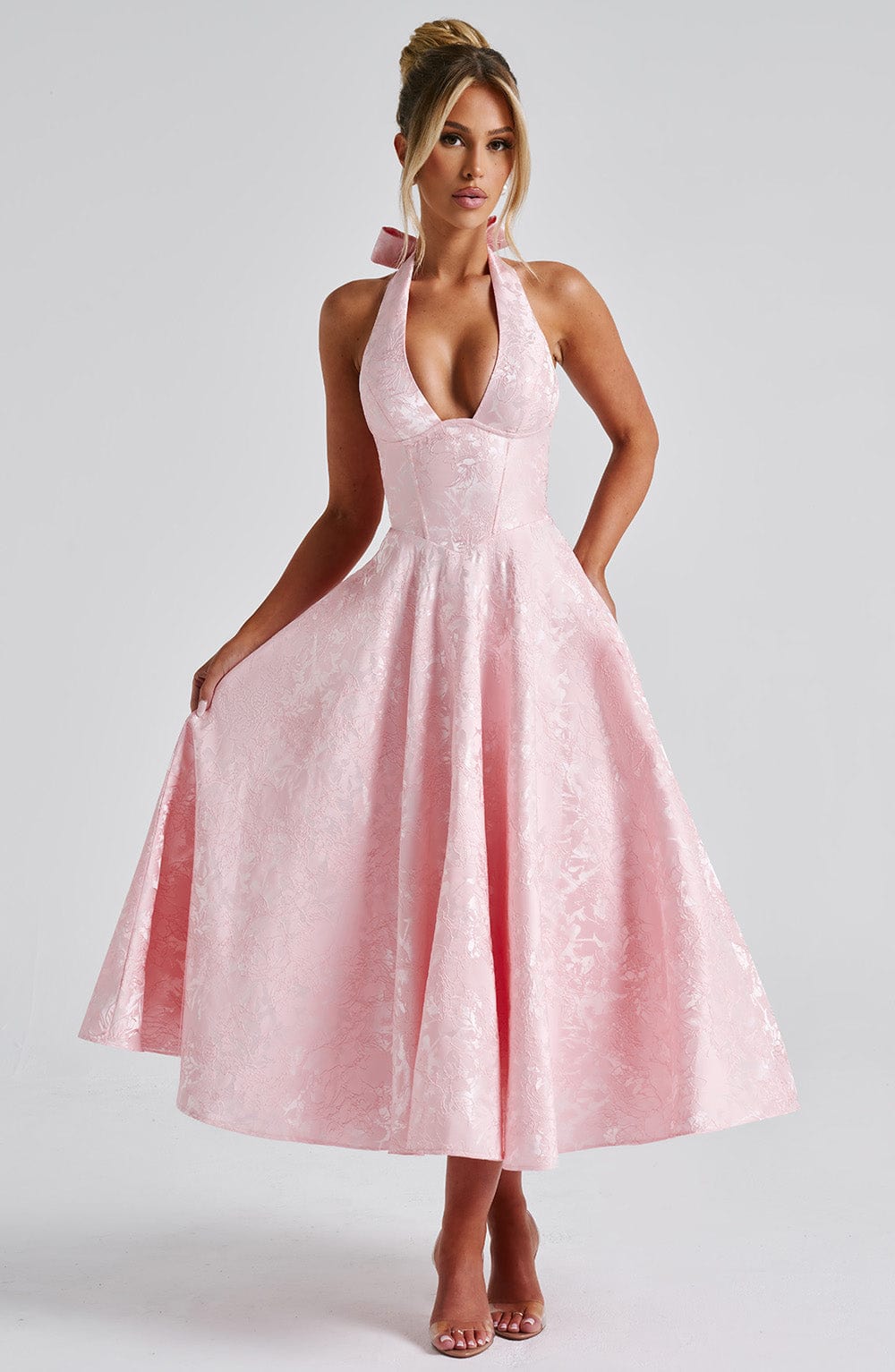 Alice | Women’s Wedding Guest Dress Halter Midi Dress