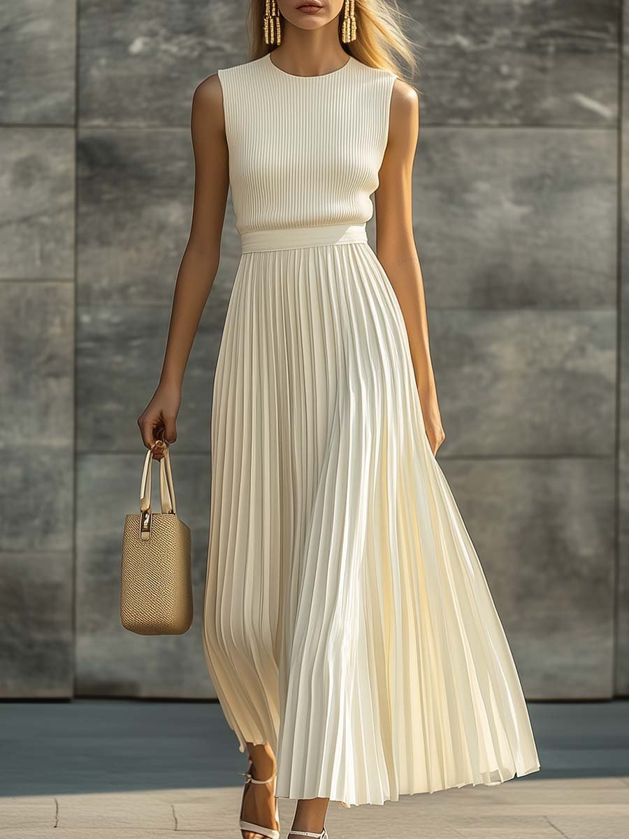 Alice | Maxi Dress Sleeveless Knit Pleated Chiffon