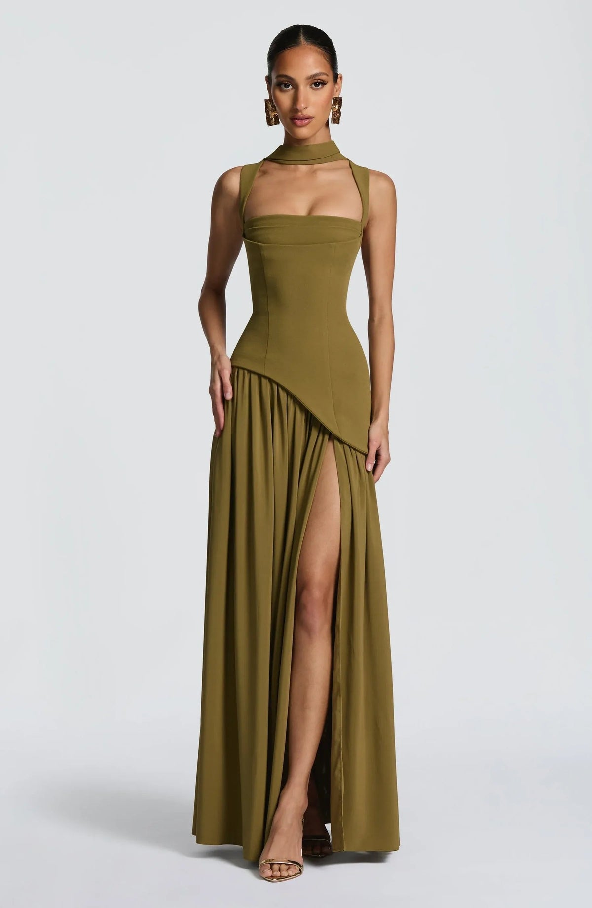 Imogen | Women's A-Line Sleeveless Fitted-Waist Maxi Dress