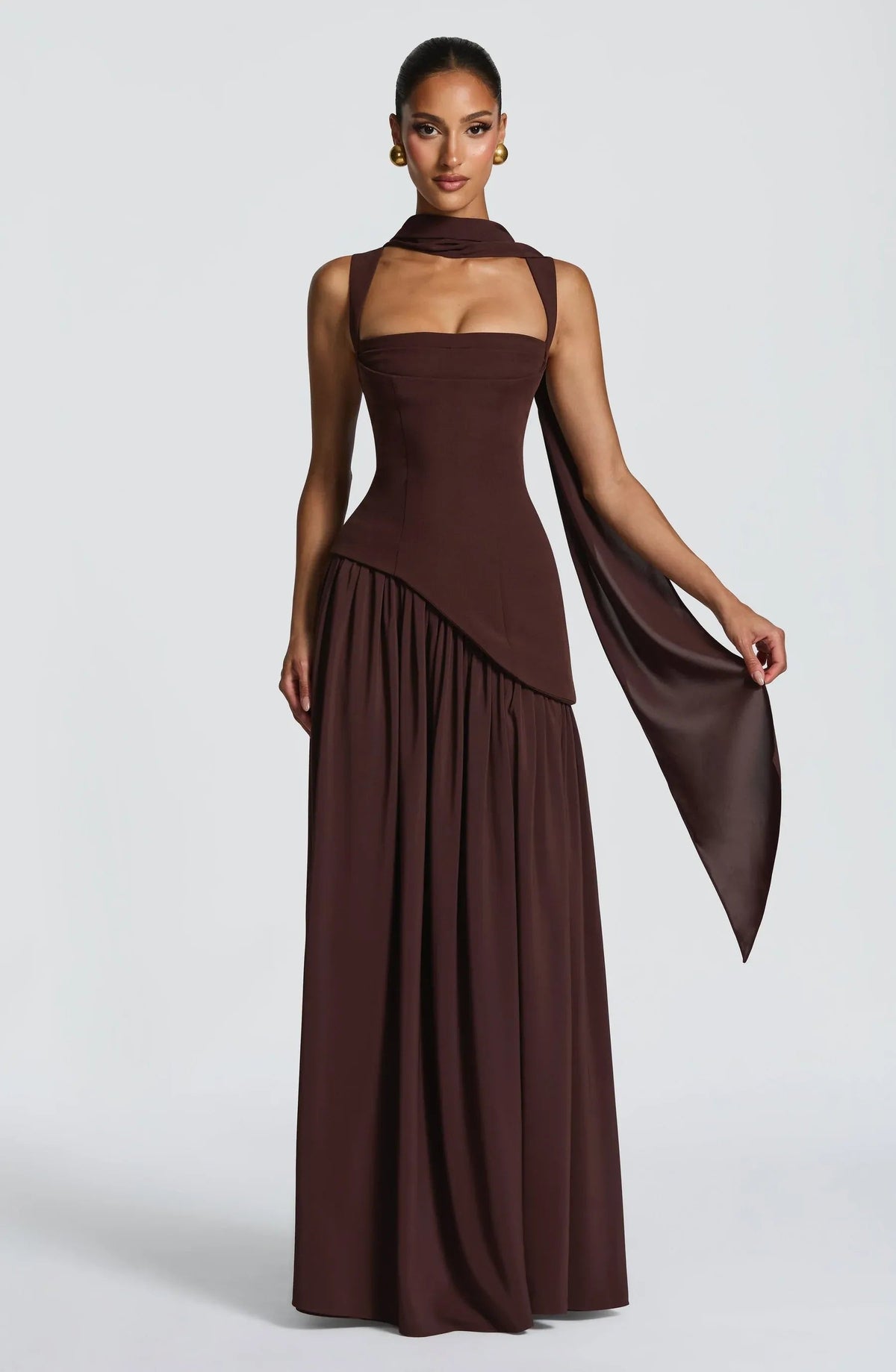 Imogen | Women's A-Line Sleeveless Fitted-Waist Maxi Dress